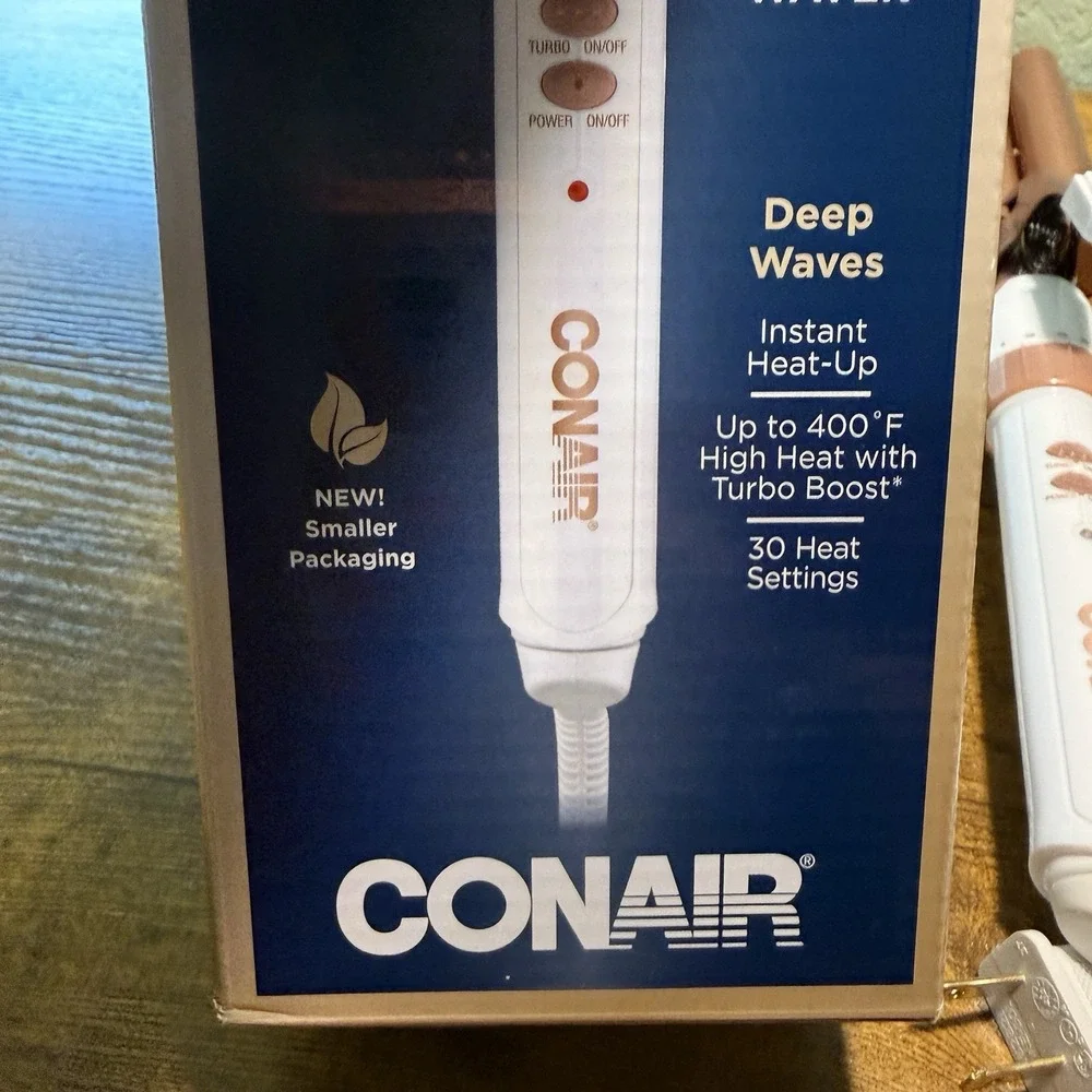 Conair Double Ceramic 3 Barrel Curling Iron Hair Waver White / Rose Gold NIB - Picture 10 of 12
